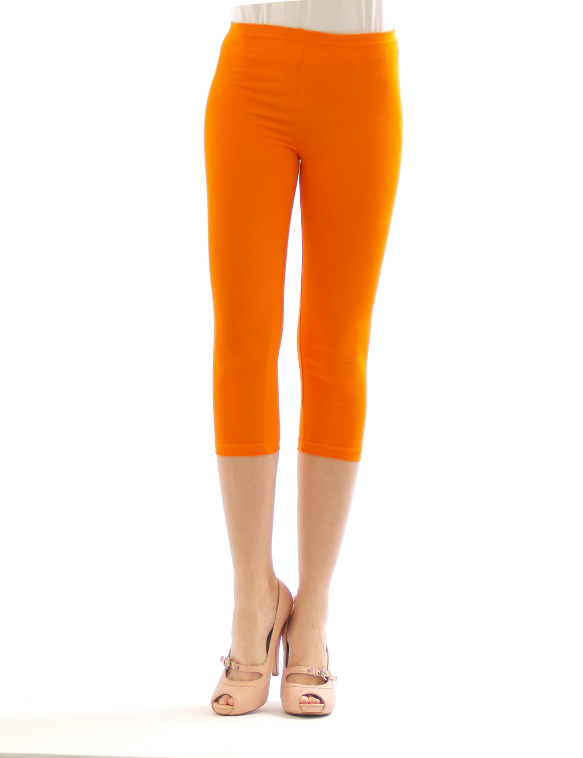 Damen 3/4 Capri Leggings Leggins kurze Knie Hose Baumwolle eBay