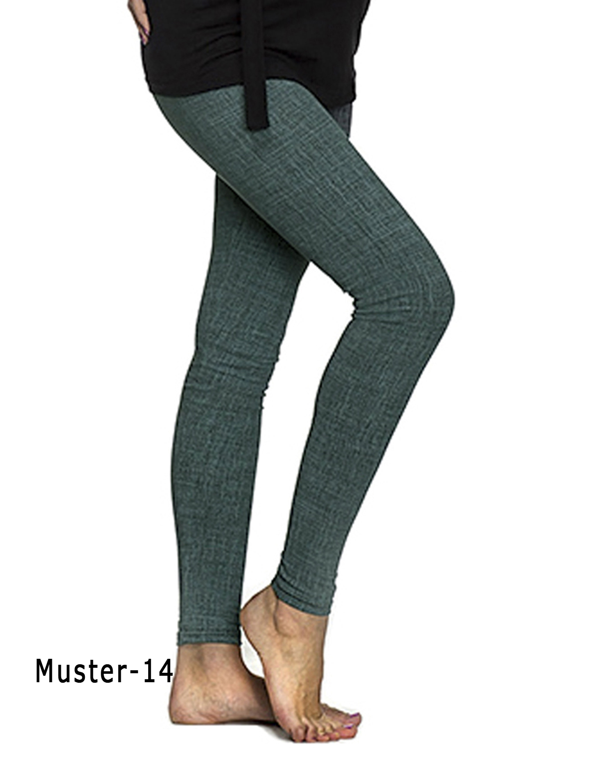 Damen lange Leggings hoher Bund Hose Stretch gekämmte Baumwolle gemustert - Picture 17 of 27